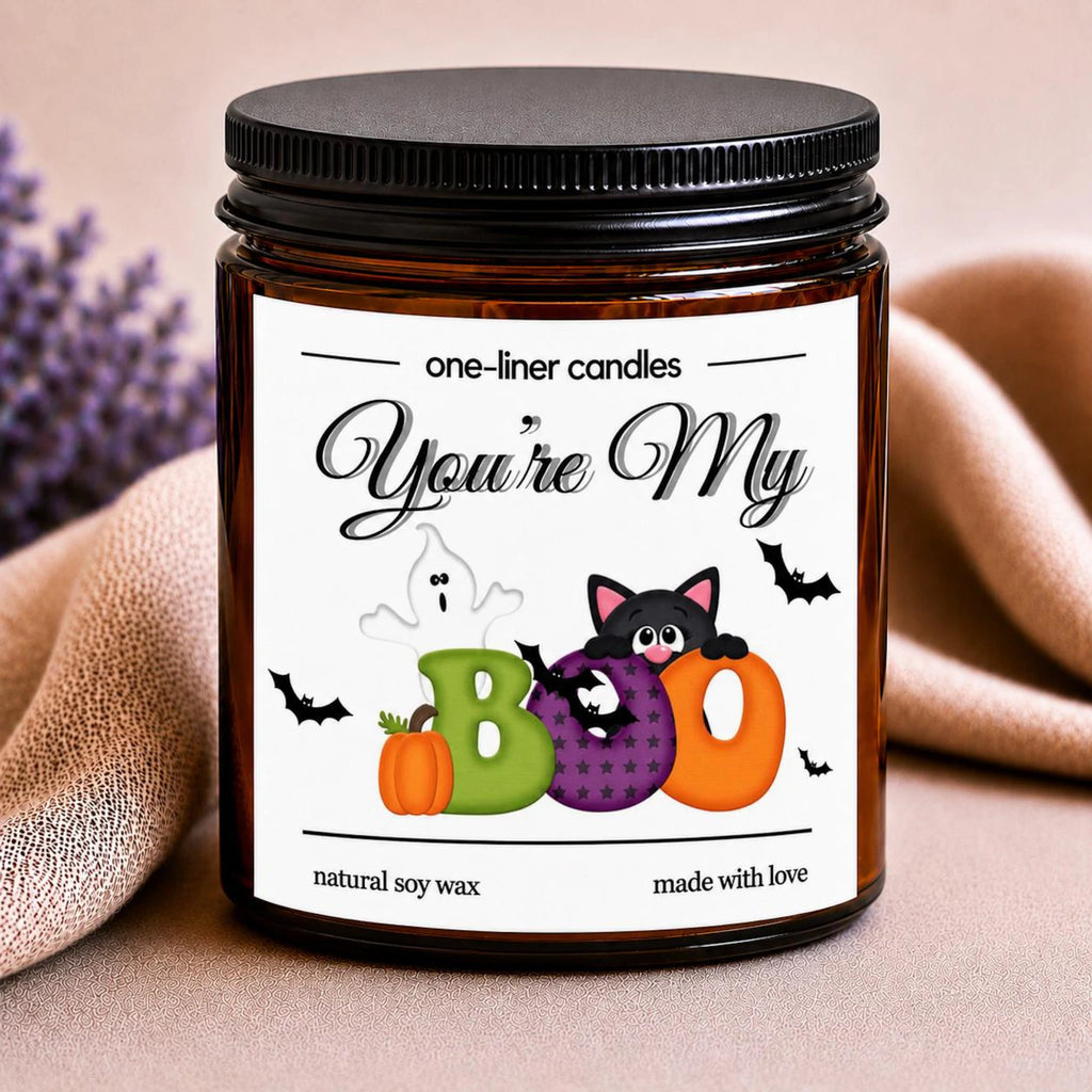 You're My Boo Candle, Funny Halloween Gift for Girlfriend Boyfriend, Cute Ghost&Black Cat Soy Candle Halloween Decor Romantic Halloween Gift. SCPETAL4