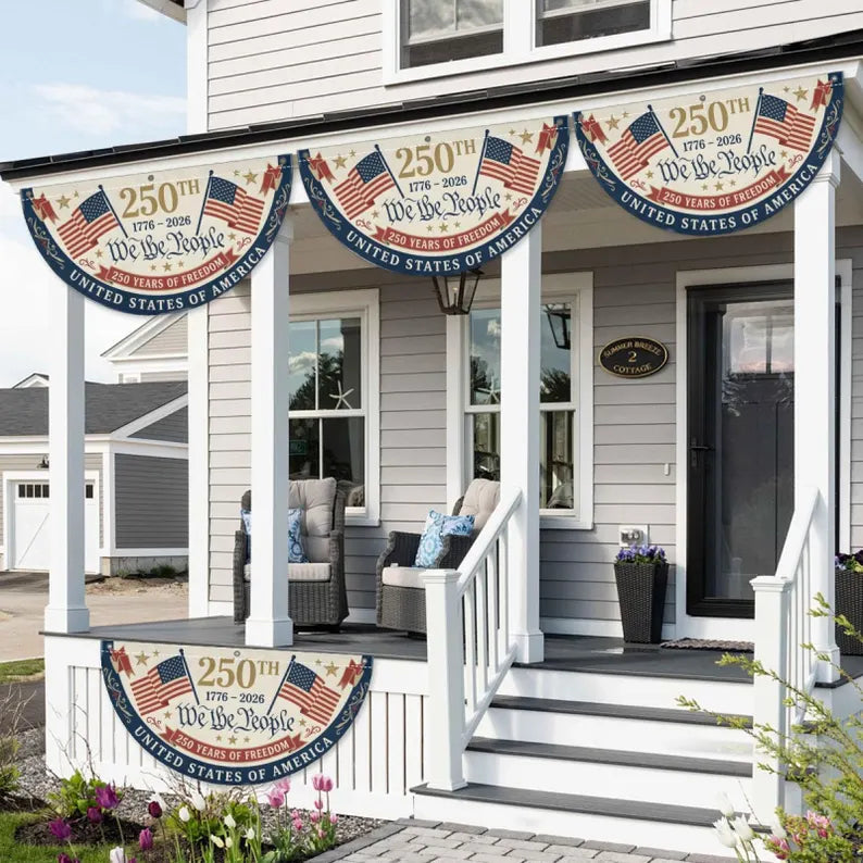 USA 250th Birthday Bunting Flag We The People Patriotic Porch Decor Independence Day Fan Banner America 1776 2026. BPETAL02