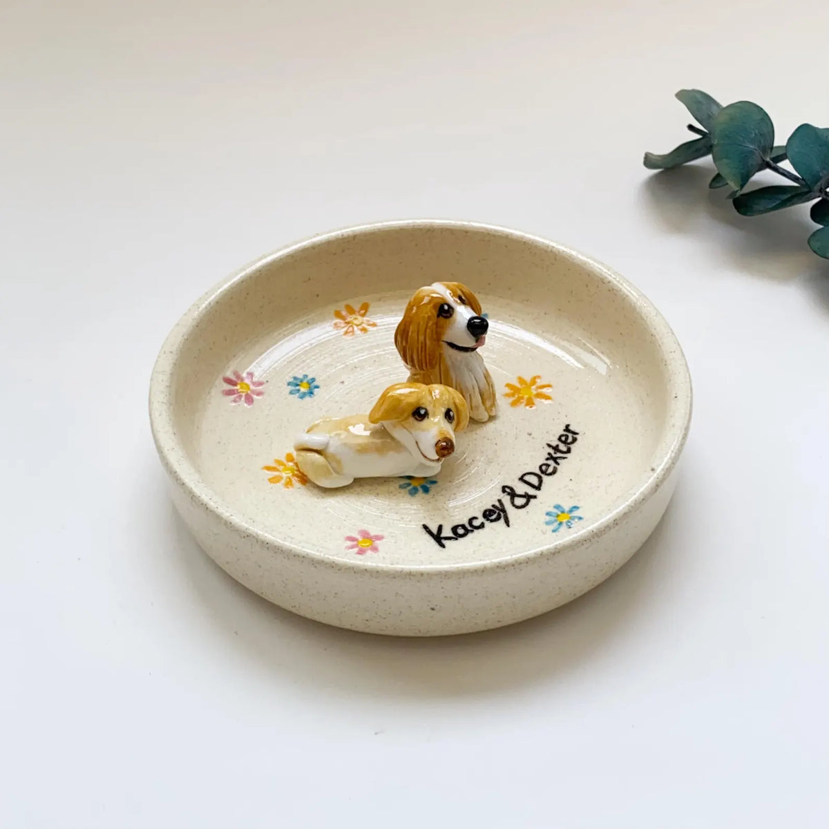 Custom Pet Jewelry Tray Personalized Floral Jewelry Tray Pet Figurine Ceramic Jewelry Tray Personalized Gifts for Pet Lovers Pet Memorial. CPPETAL06