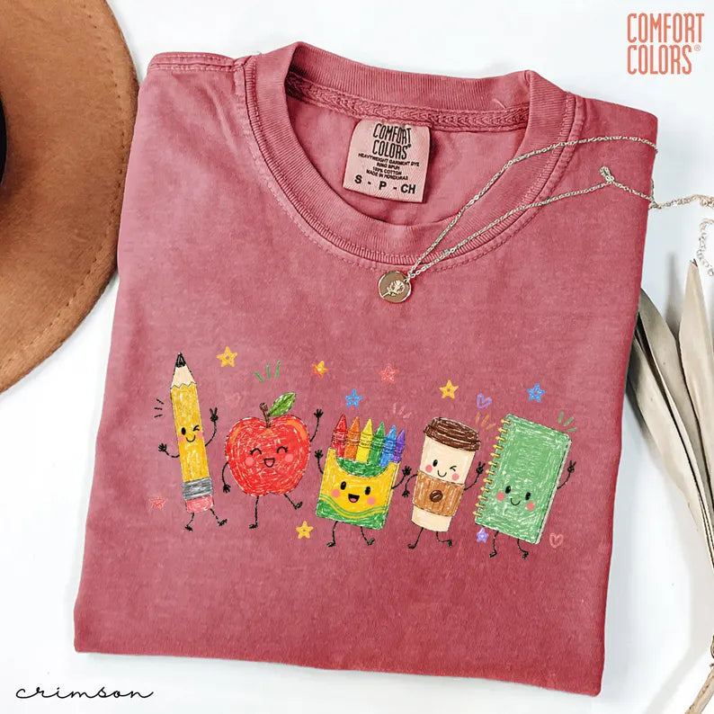 Comfort Colors® Back To School Shirt, Cute School Supplies Shirt, Teacher Student Shirt, Doodle Classroom Shirt, First Day Of School Gift. SPETAL20
