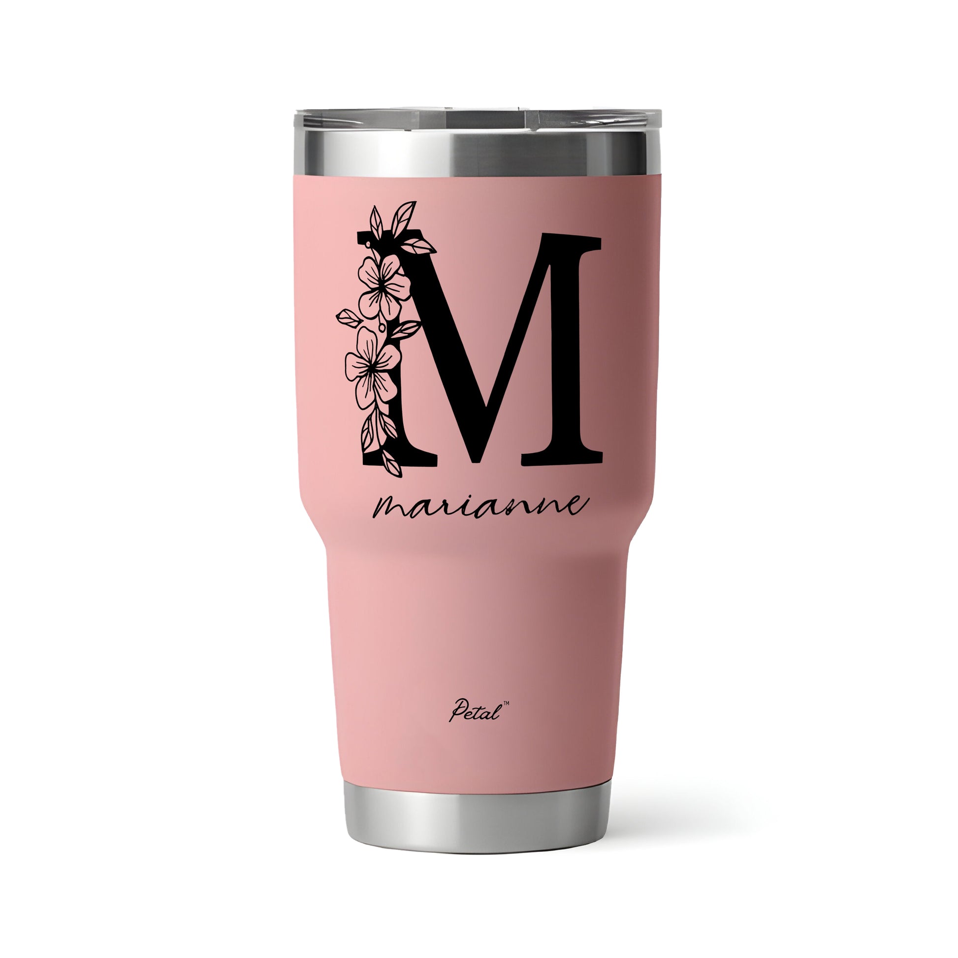 Personalized Flower Girl 30oz Step Tumbler With Name, Stainless Steel Tumblers With Straw Handle, Custom Birth Month Flowers Cup, Birthday Gift