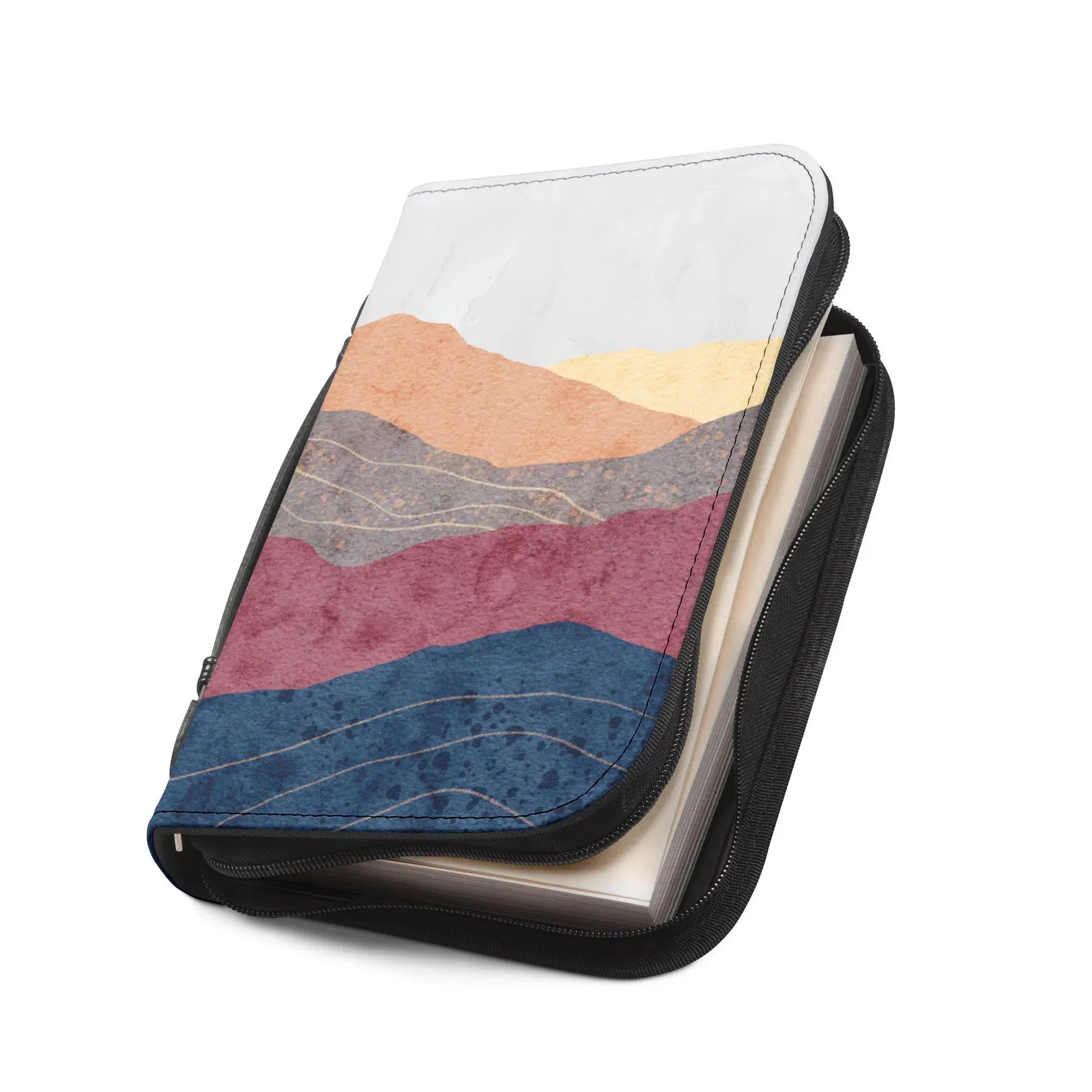 Abstract Layered Mountain Landscape Bible Cover | Zippered Scripture Organizer. BCPETAL3