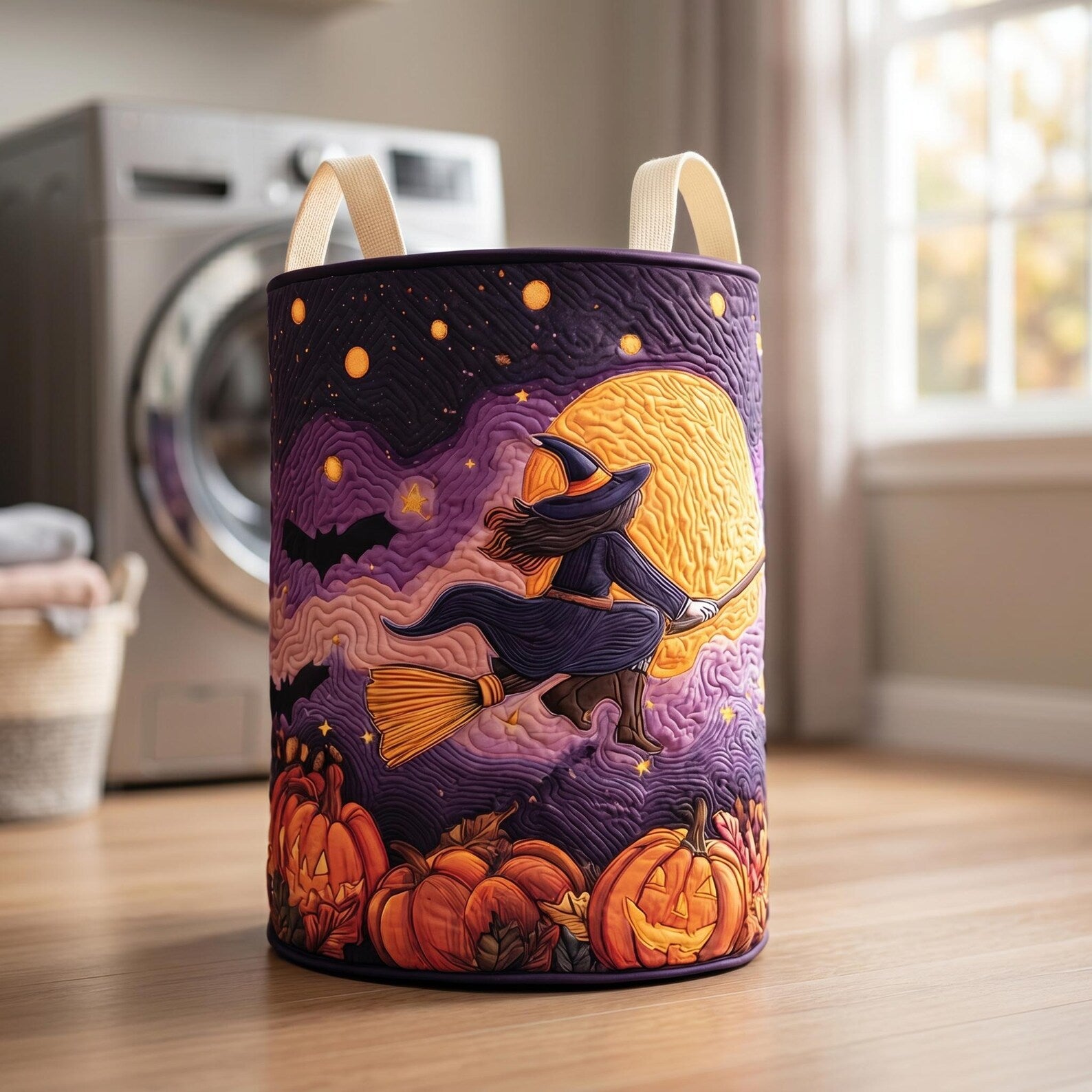 Witching Hour Laundry Basket, Spooky Witchy Home Decor, Funny Laundry Room Organizer, Halloween Gift, Housewarming Gift, Mother's Day Gift. HLWLBPETAL13