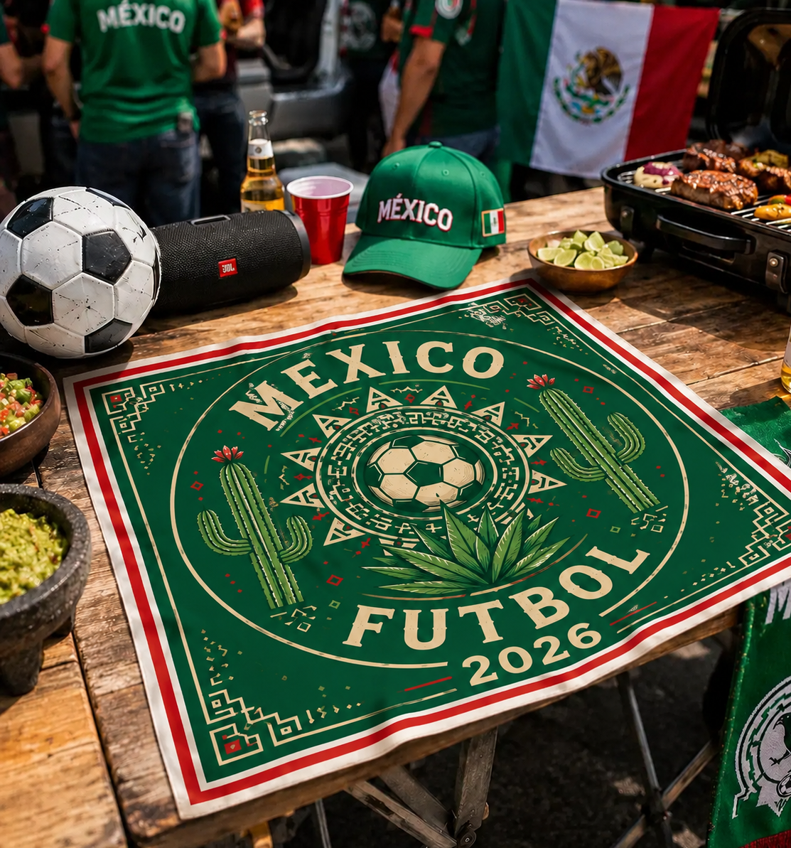 Mexico Soccer Bandana Head Scarf, El Tri Fan Satin Hair Scarf, Green Mexican Flag Bandana, Match Day 2026 Women Accessory, Soccer Fan Gift. SSPETAL2