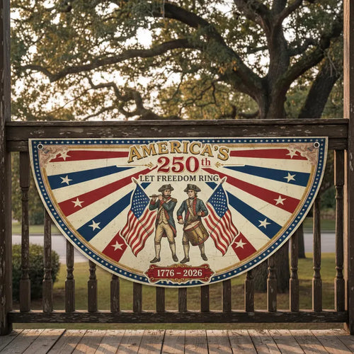America 250th Anniversary Patriotic Bunting Banner, 1776 2026 Let Freedom Ring Porch Decor, Vintage American Fan Flag, Fourth of July Decor. BPETAL06