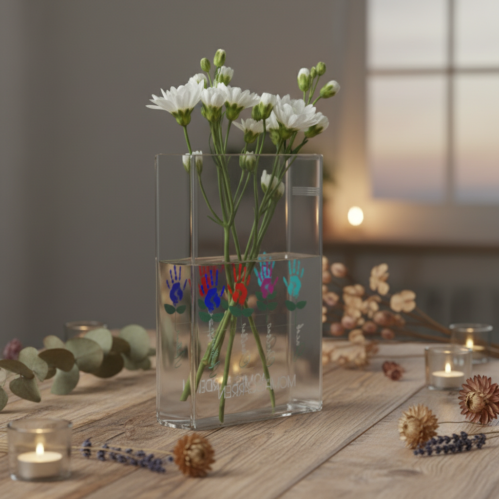 Personalized Mom’s Garden Birth Month Flower Book Vase – Custom Gift for Mom, Meaningful Mother’s Day Garden Decor Keepsake