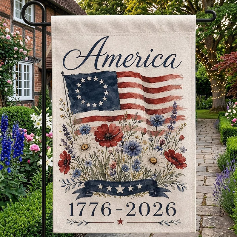USA 250th Anniversary Garden Flag 1776-2026 Patriotic Outdoor Decor American Semiquincentennial Yard Banner. GFPETAL02