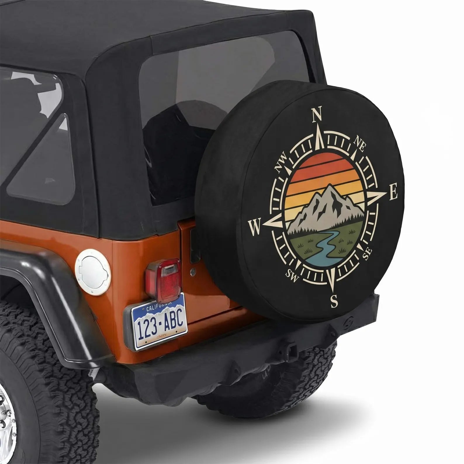 Mountain Compass Spare Tire Cover, Adventure Jeep Tire Cover, PVC Leather Tire Cover, Outdoor Travel Vehicle Accessory Gift. TCPETAL21