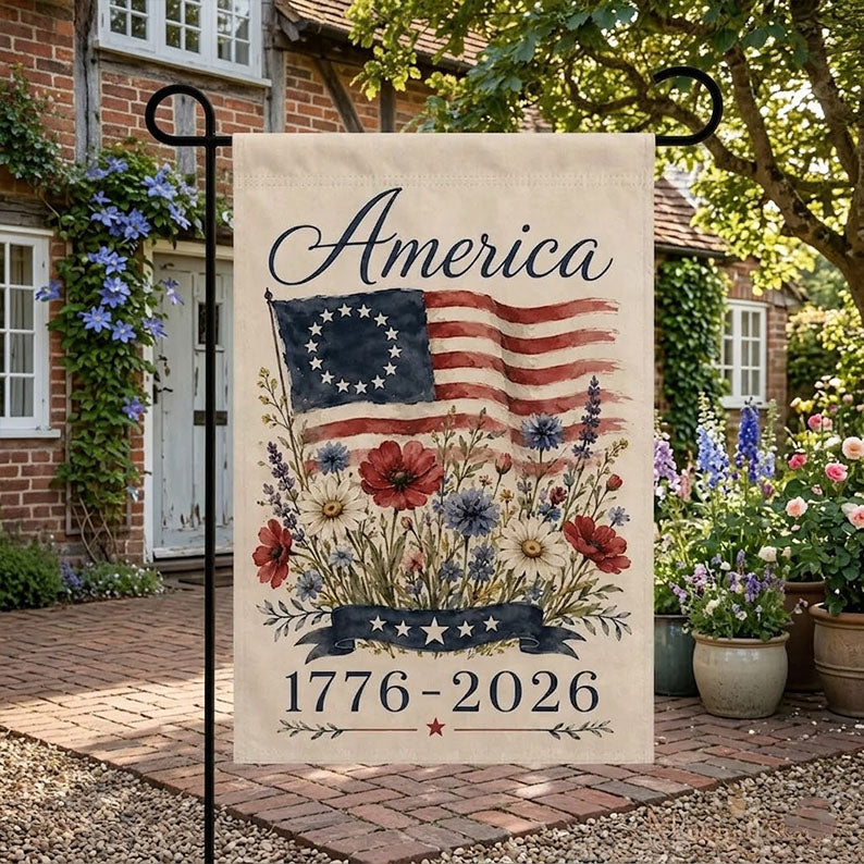 USA 250th Anniversary Garden Flag 1776-2026 Patriotic Outdoor Decor American Semiquincentennial Yard Banner. GFPETAL02