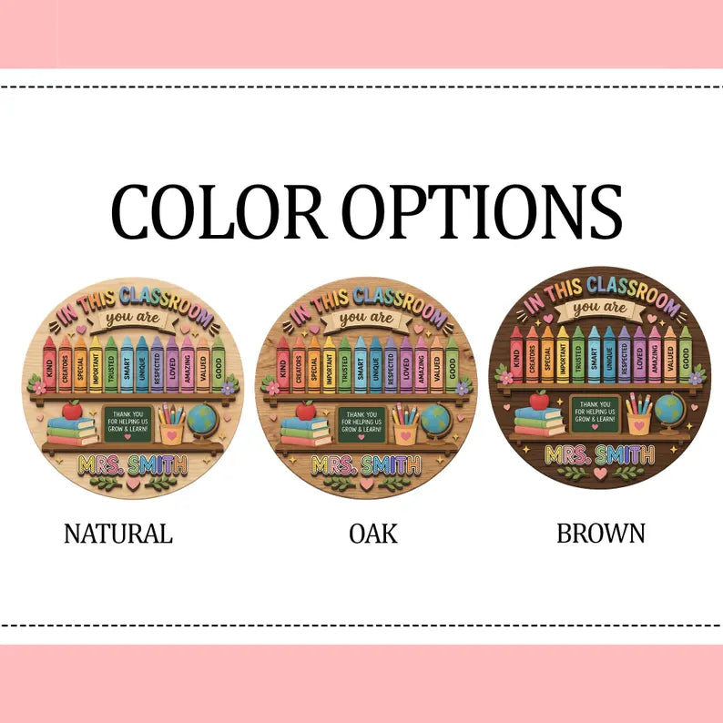 Personalized Teacher Classroom Sign, 3D Colorful Wood Door Decor, Custom Teacher Name Plaque, Teacher Appreciation Gift, School Wall Art. DHPETAL09