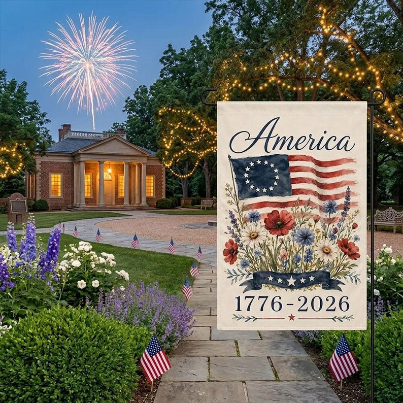 USA 250th Anniversary Garden Flag 1776-2026 Patriotic Outdoor Decor American Semiquincentennial Yard Banner. GFPETAL02