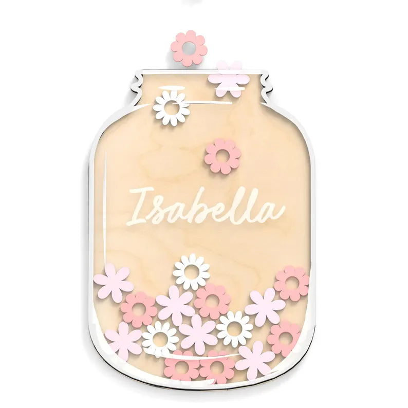 Personalized Floral Reward Jar for Kids, Chore and Routine Token Chart, Classroom Star Jar. RJPETAL06