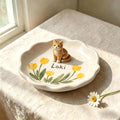 3D Sculpted Cat Figurine Ring Dish, Custom Handpainted Ceramic Jewelry Tray. CPPETAL05