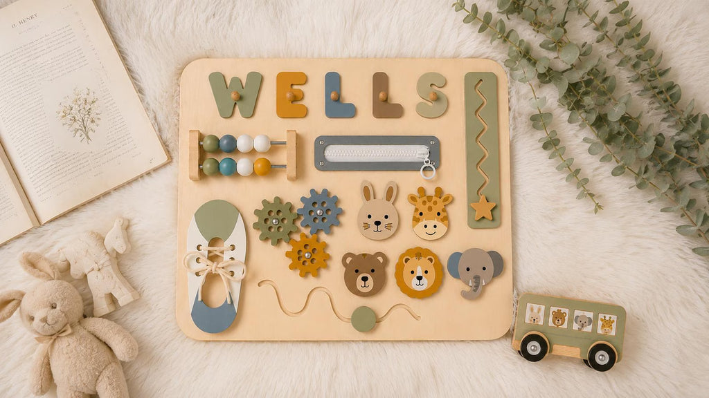 Personalized Wooden Name Puzzle, Custom Montessori Busy Board for Toddlers, Baby Name Puzzle Gift, First Birthday Gift, Baby Boy Girl Toy. NPPETAL5