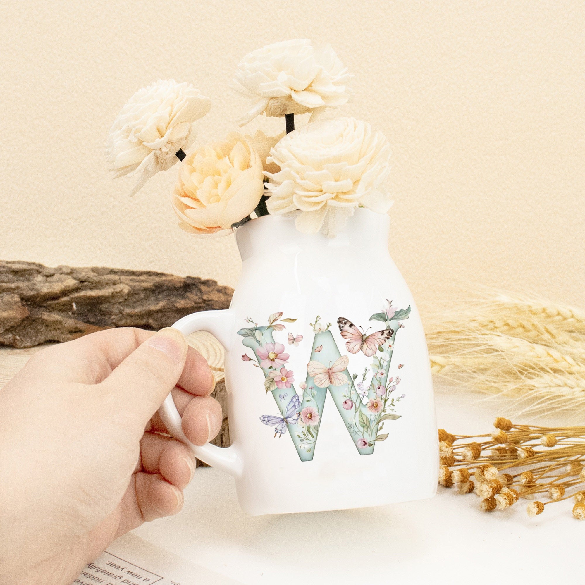 Personalized Ceramic Flower Vase With Name, Custom Floral Pottery, Cute Decorative Vase, Birthday Gift, Bridesmaid Proposal, Gift for Her