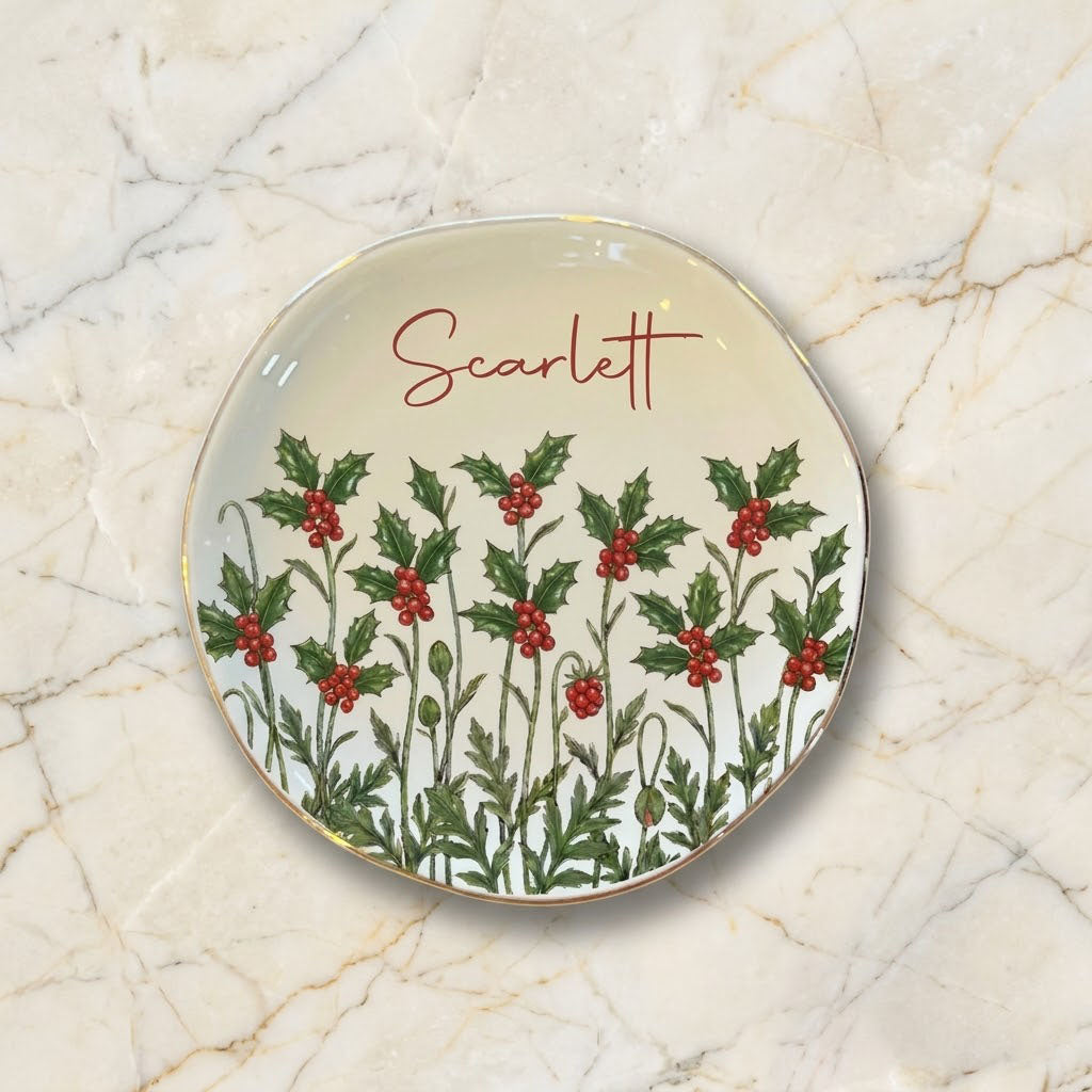 Personalized Watercolor Birth Month Flower Ring Trinket Dish, Birthday Jewelry Dish, Wedding Bridesmaid Gift. JWPETAL01