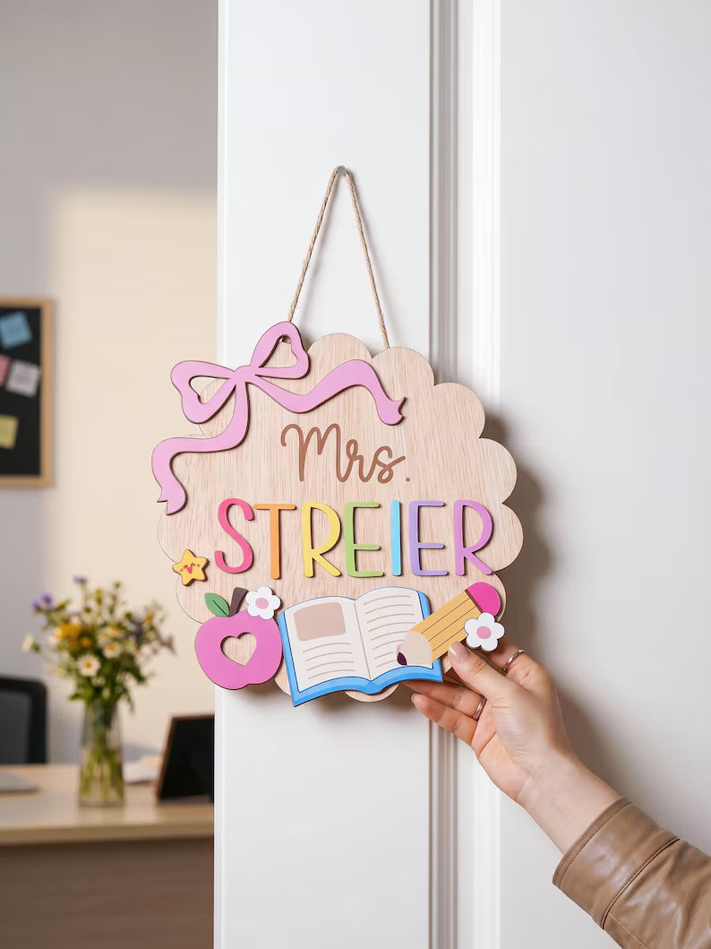 Personalized 3D Teacher Door Sign, Back to School Classroom Decor, Teacher Appreciation Gifts. DHPETAL12