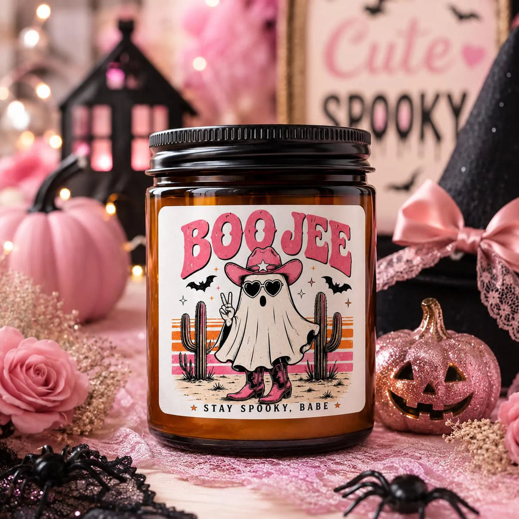 Boo Jee Candle | Stay Spooky Babe | Spooky Season Candle Amber Jar | Scented Soy Candle. SCPETAL1