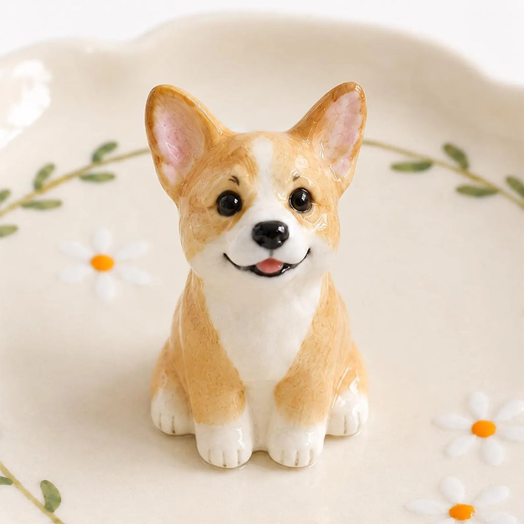 Personalized Pet Ring Dish: Custom Cat or Dog Figurine, Ceramic Jewelry Holder with Name. CPPETAL03