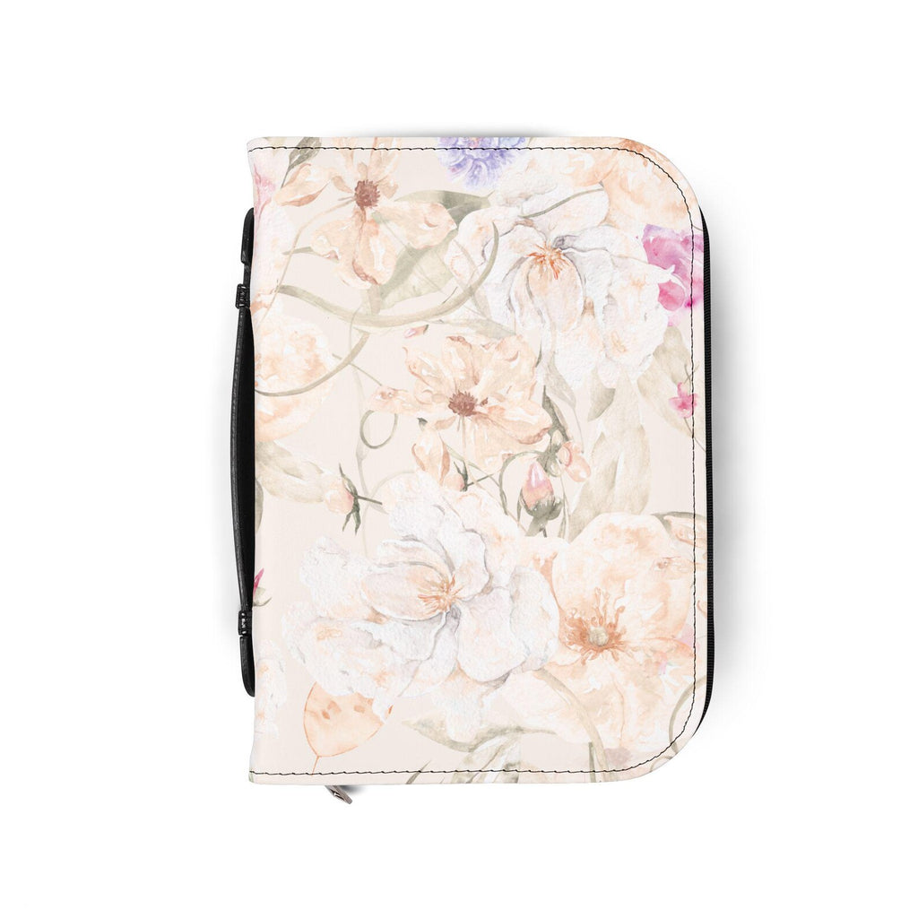 Watercolor Floral Bible Cover, Zippered Scripture Case | Pastel Peonies. BCPETAL7