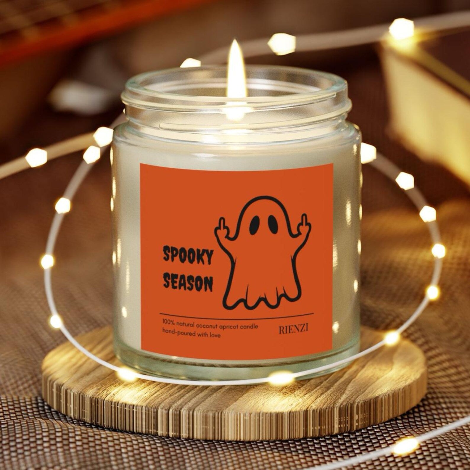 Spooky Season Funny Halloween Ghost Middle Finger Scented Candle 8oz | Spooky Candle, Halloween Decor, Halloween Gift, Fall Decor. SCPETAL10