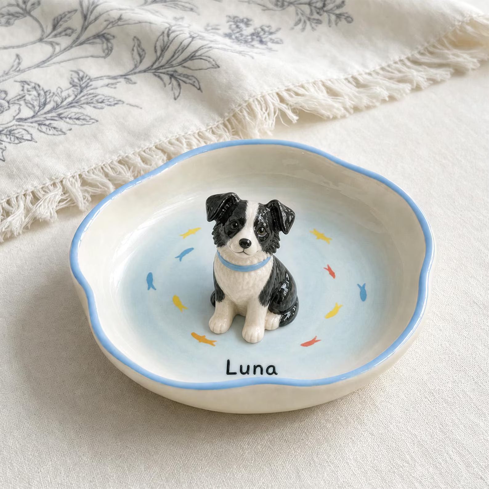 Handmade Pet Portrait Keepsake, Dog Mom Gift, Jewelry Holder. CPPETAL10
