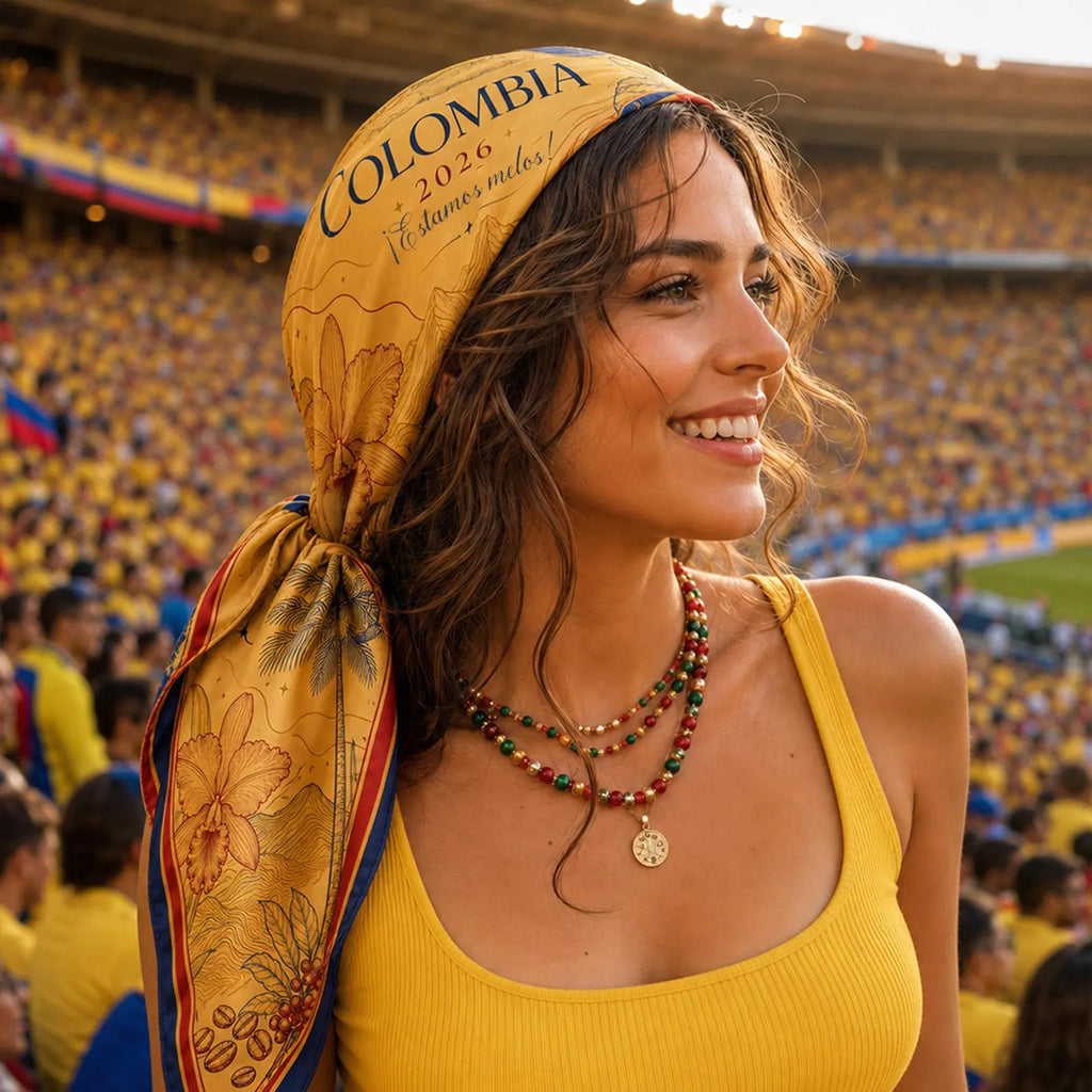 Colombia Satin Hair Scarf, Colombian Flag Bandana, Condor Orchid Square Headscarf, Latina Pride Souvenir Gift, Football International 2026. SSPETAL18