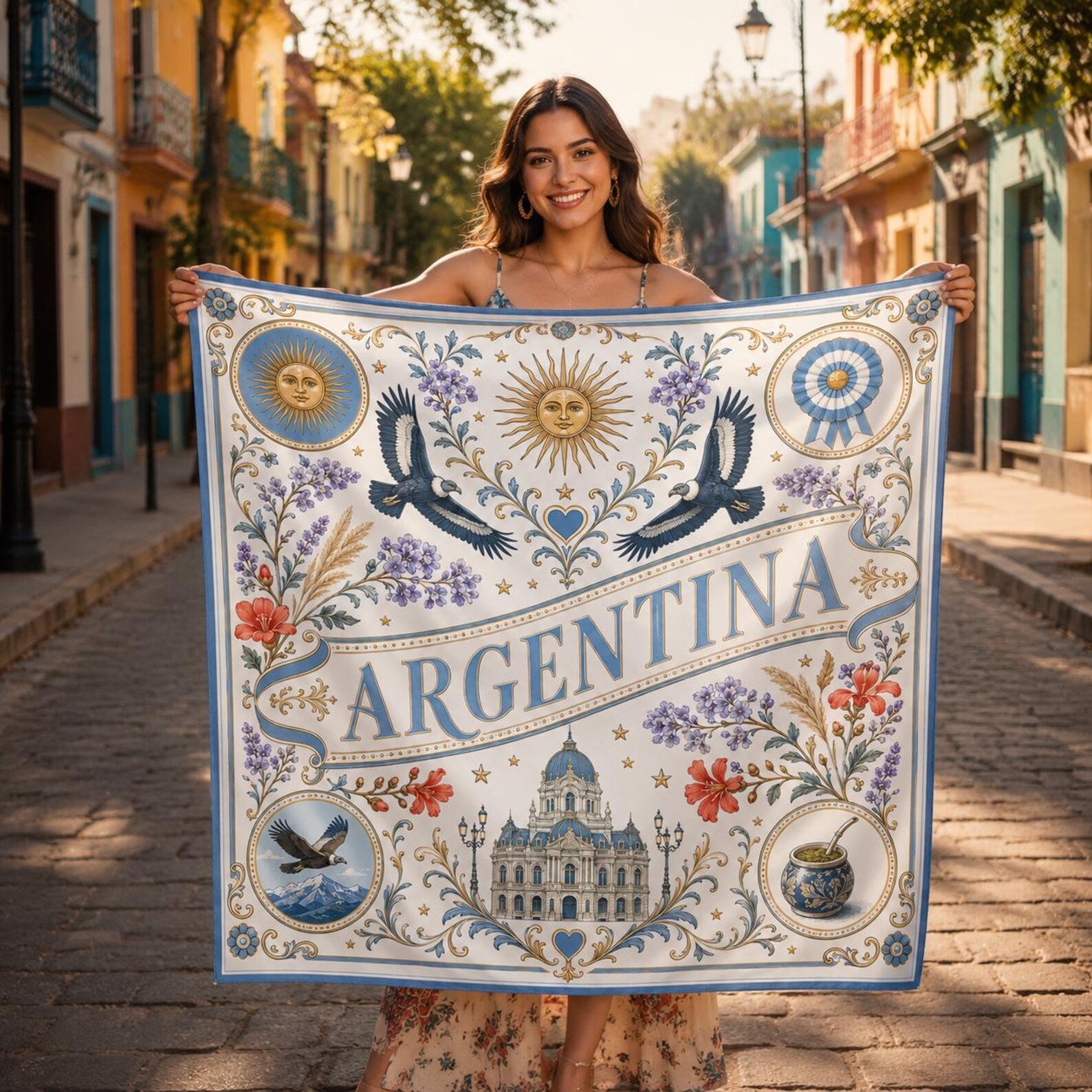 Custom Argentina Soccer Bandana, Personalized Name Scarf, Argentina Football Fan Gift, Satin Hair Wrap, Game Day Outfit, Travel Accessory. SSPETAL10