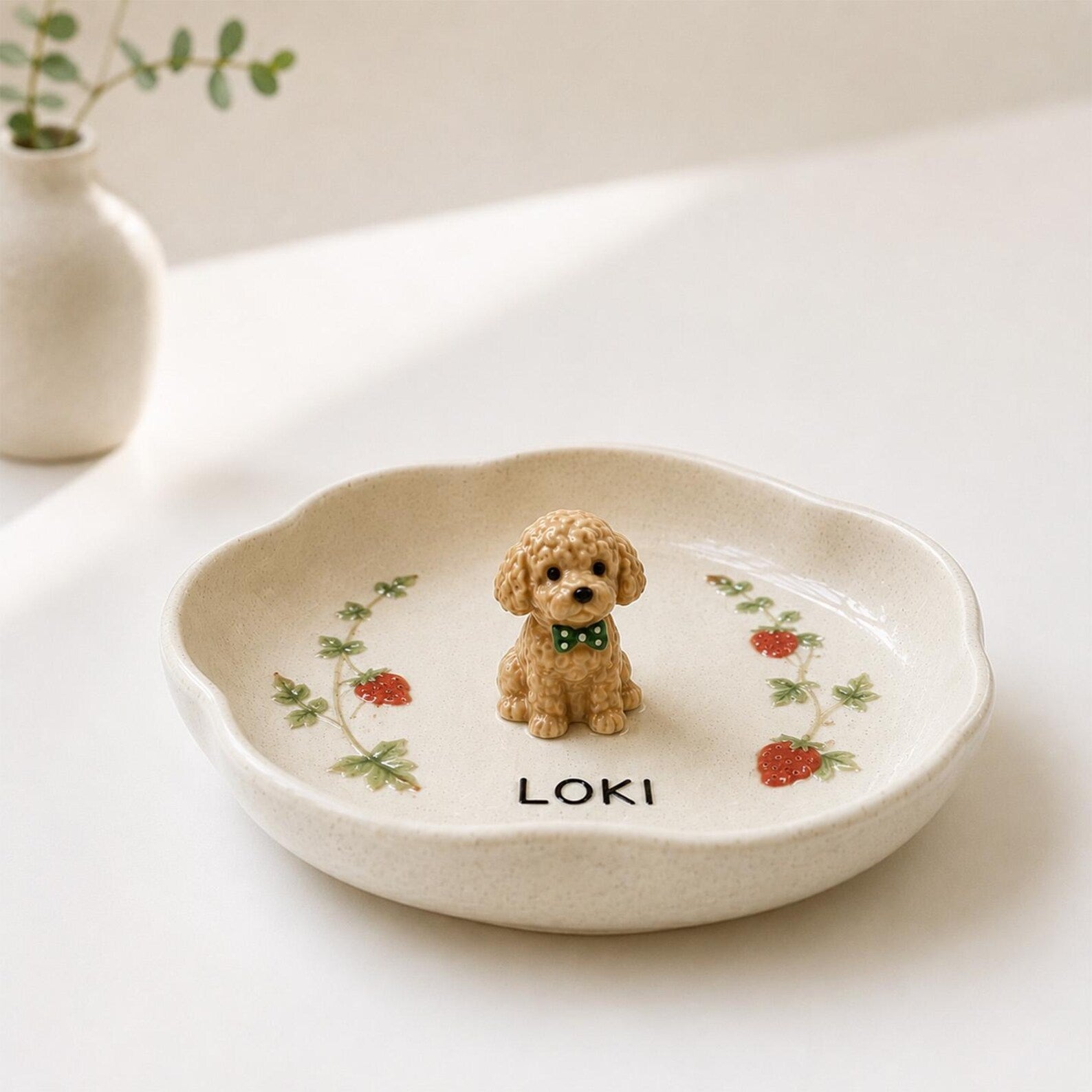 Personalized Pet Ring Dish, Custom Dog Ceramic Jewelry Tray, Custom Name Trinket Tray. CPPETAL11
