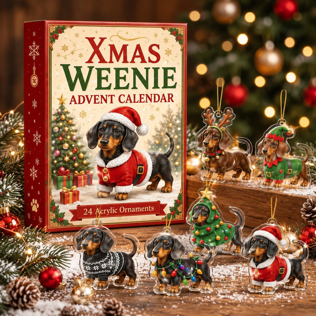 Dachshund Christmas Advent Calendar 2026, 24 Dog Ornaments Countdown Calendar, Cute Wiener Dog Holiday Gift for Pet Lovers & Families AXMAS02