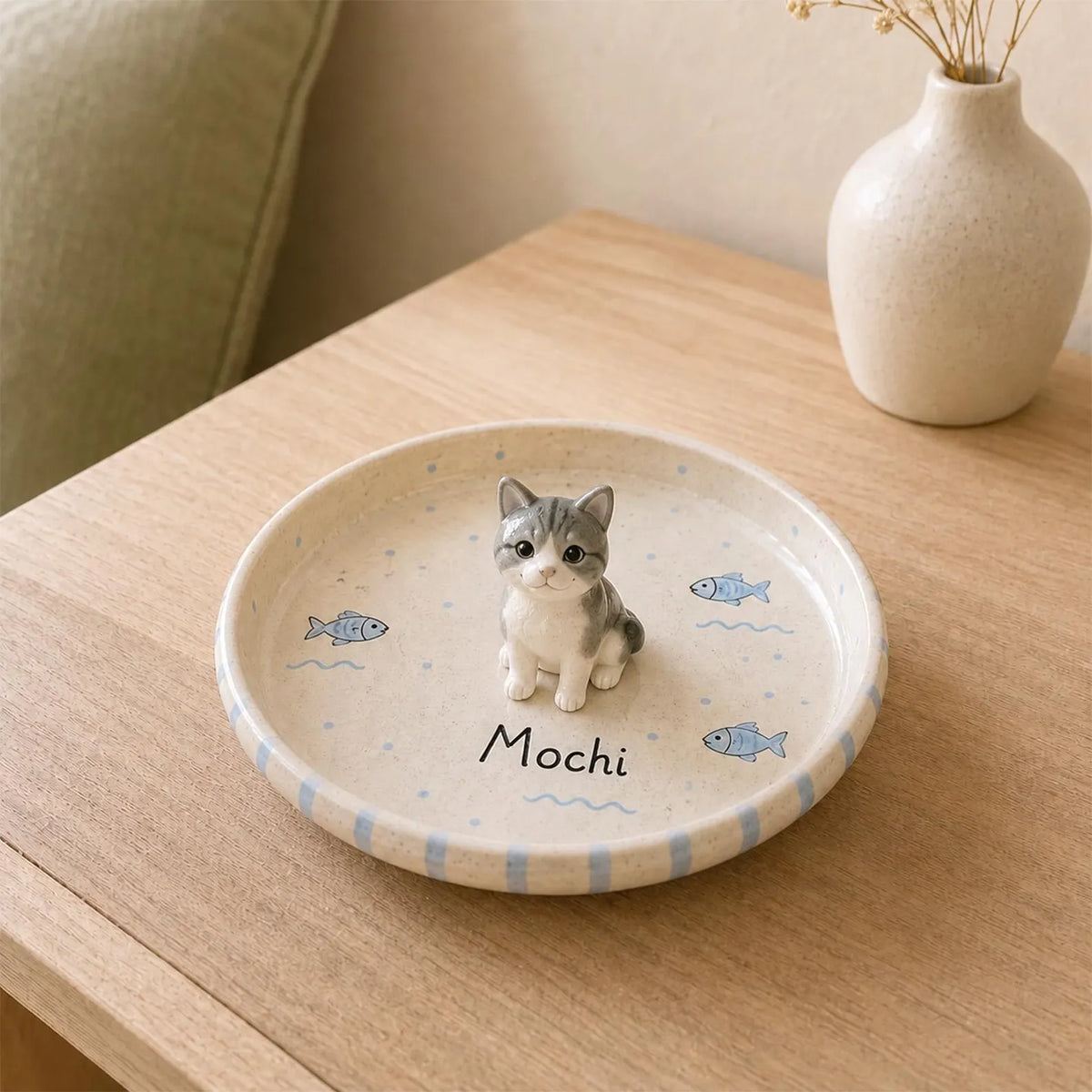 Personalized Pet Ring Dish, Custom Rabbit Ceramic Jewelry Tray, Handmade Animal Keepsake Dish. CPPETAL12