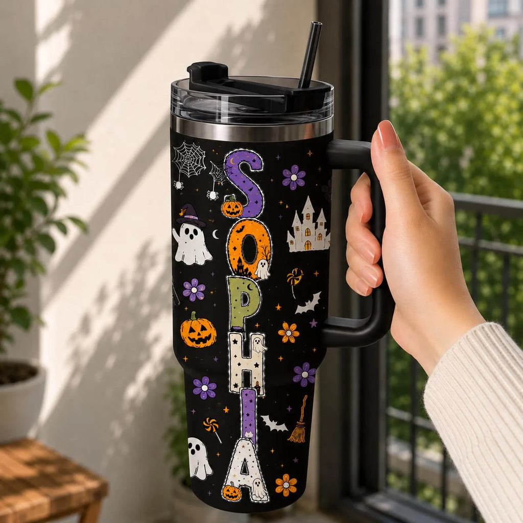Boo spooky custom name Halloween Tumbler 40oz. TBLPETAL16
