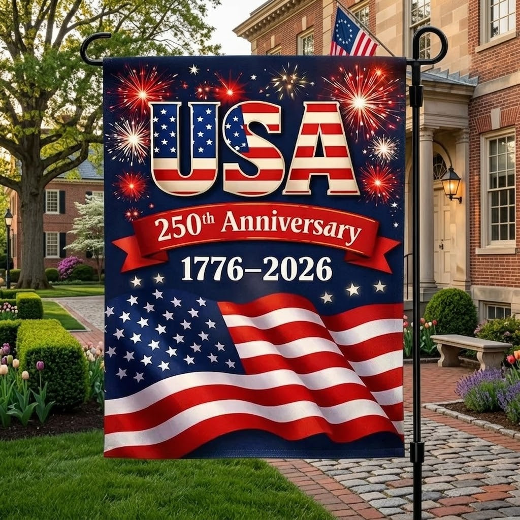 America 250th Anniversary Garden Flag, 1776-2026 Patriotic Eagle Flag, Custom Family Yard Decor. GFPETAL05