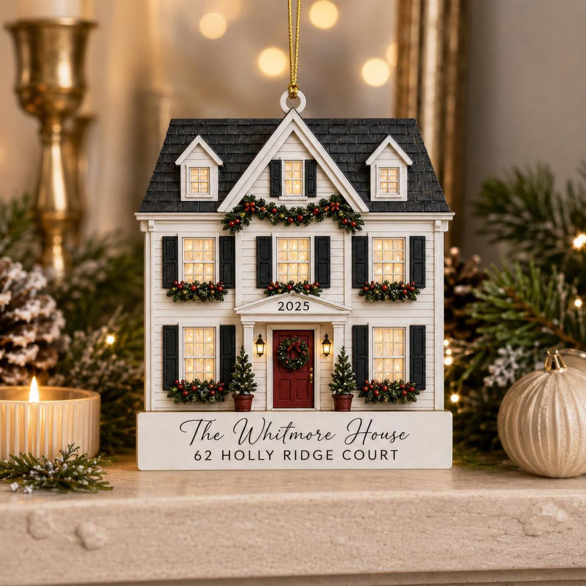 Personalized 2D Flat Custom House Photo Christmas Ornament, New Home Wooden Ornament, Custom Address Gift, Housewarming Keepsake	COPETAL05