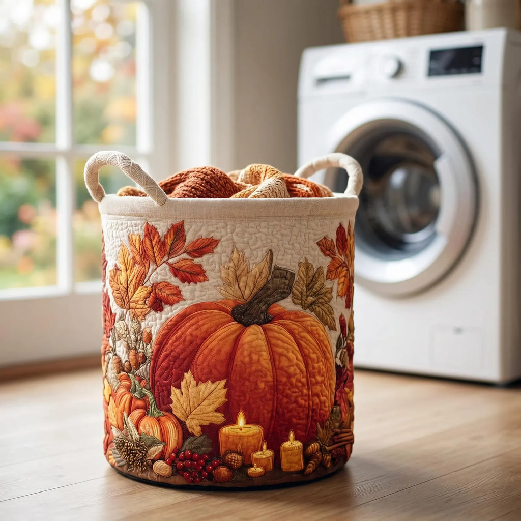Pumpkin Harvest Laundry Basket, Spooky Fall Home Decor, Laundry Room Organizer, Halloween Gift, Housewarming Gift, Mother's Day Gift. HLWLBPETAL12
