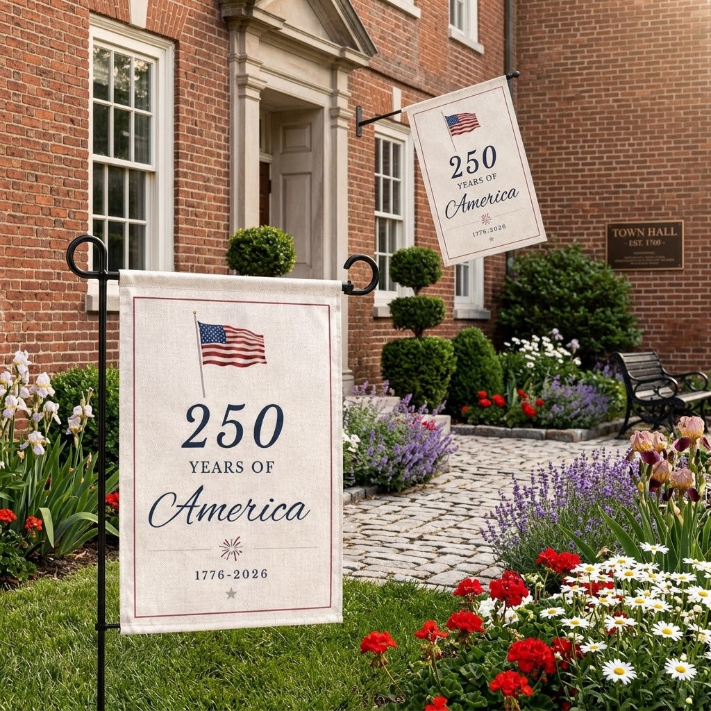 Patriotic Garden Flag, 250 Years of America Decor, America 250 Garden Flag, 4th of July Decor, Summer Memorial Day Decor, USA Flag. GFPETAL04