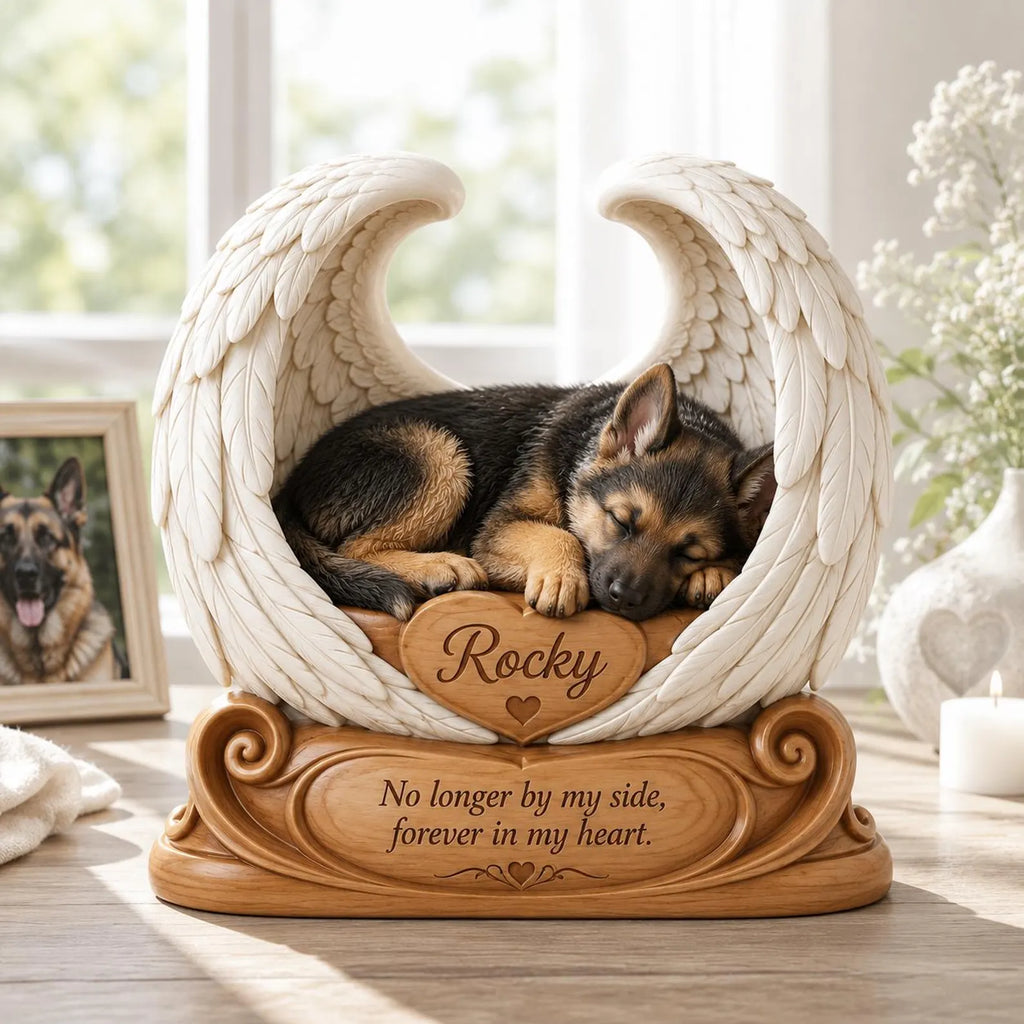 Personalized Dog Memorial Wooden Block, Custom Dog Photo Angel Wings Keepsake, Dog Loss Sympathy Gift, Pet Memorial Decor. WBPETAL15