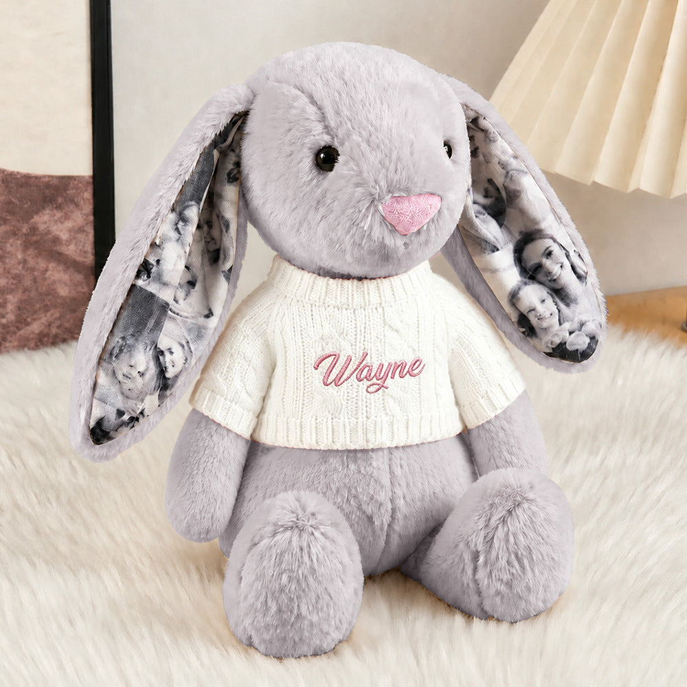 Custom Baby Lovey with Name, Personalized Plush Bunny Blanket, Newborn Baptism Gift, Embroidered Baby Comfort Toy. BPPETAL4