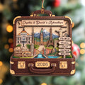 Personalized Travel Adventure 2 Layer Wooden Ornament, Destination Keepsake Gift, Traveler Gift, Couples Adventure Gift, Suitcase Ornament WOODOR02