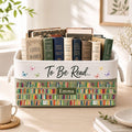 Personalized Book Storage Basket,  Sage Green Fabric Organizer with Woodland Animals and Rope Handles BBPETAL11
