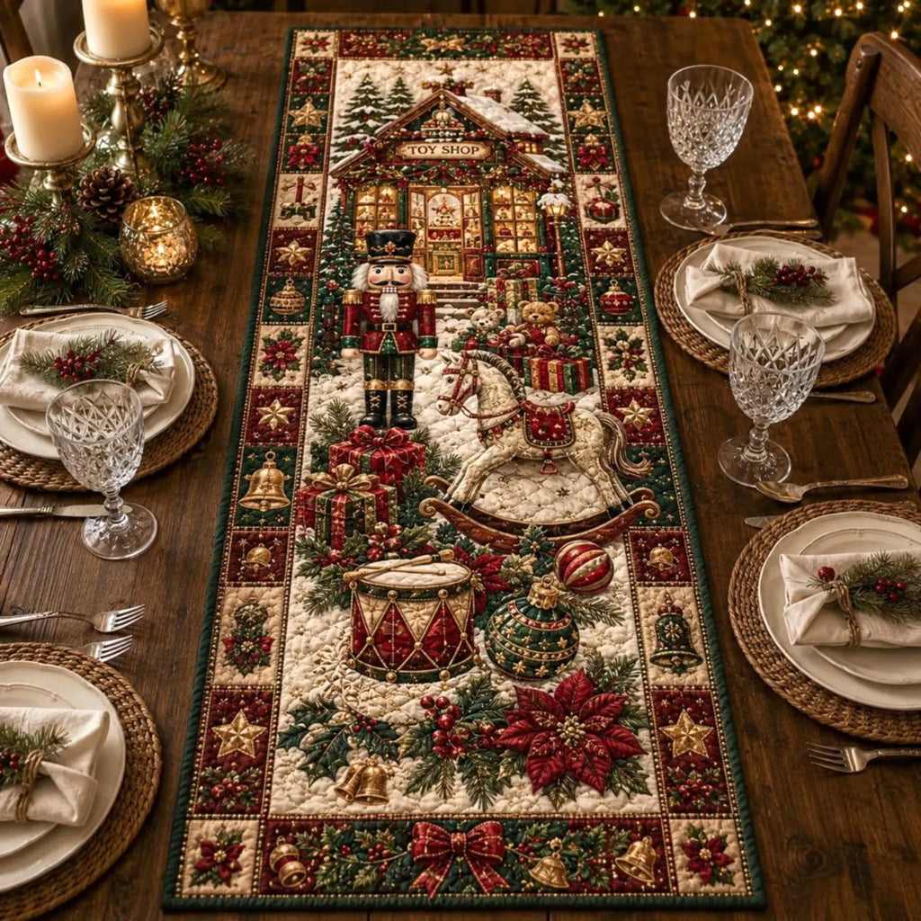 Christmas Quilted Table Runner, Holiday Winter Dining Table Decor, Festive Winter Table Centerpiece, Festive Farmhouse XmasHome Decoration. QTPPETAL22