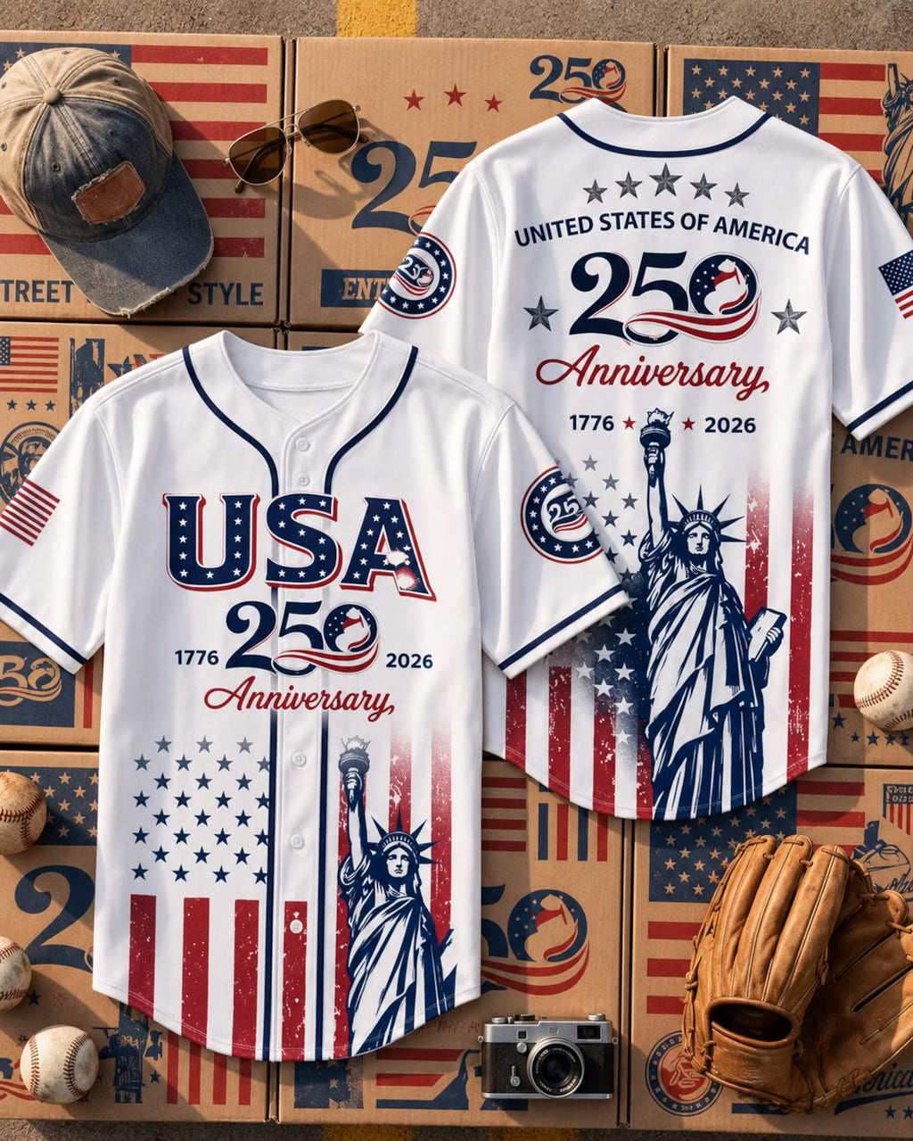 Independence Day Baseball Jersey, Personalized Youth Patriotic Shirt, America Birthday Gift. BJPETAL02