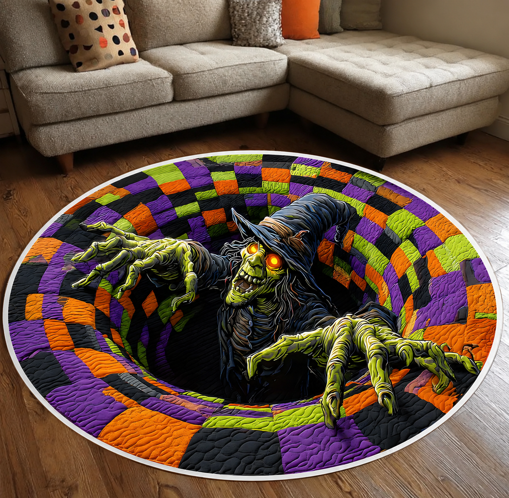 Funny Halloween Witch 3D Printed Rug, Witch Welcome Mat, Indoor Halloween Decor, Fall Home Decoration, Spooky Season Gift. QRPETAL01