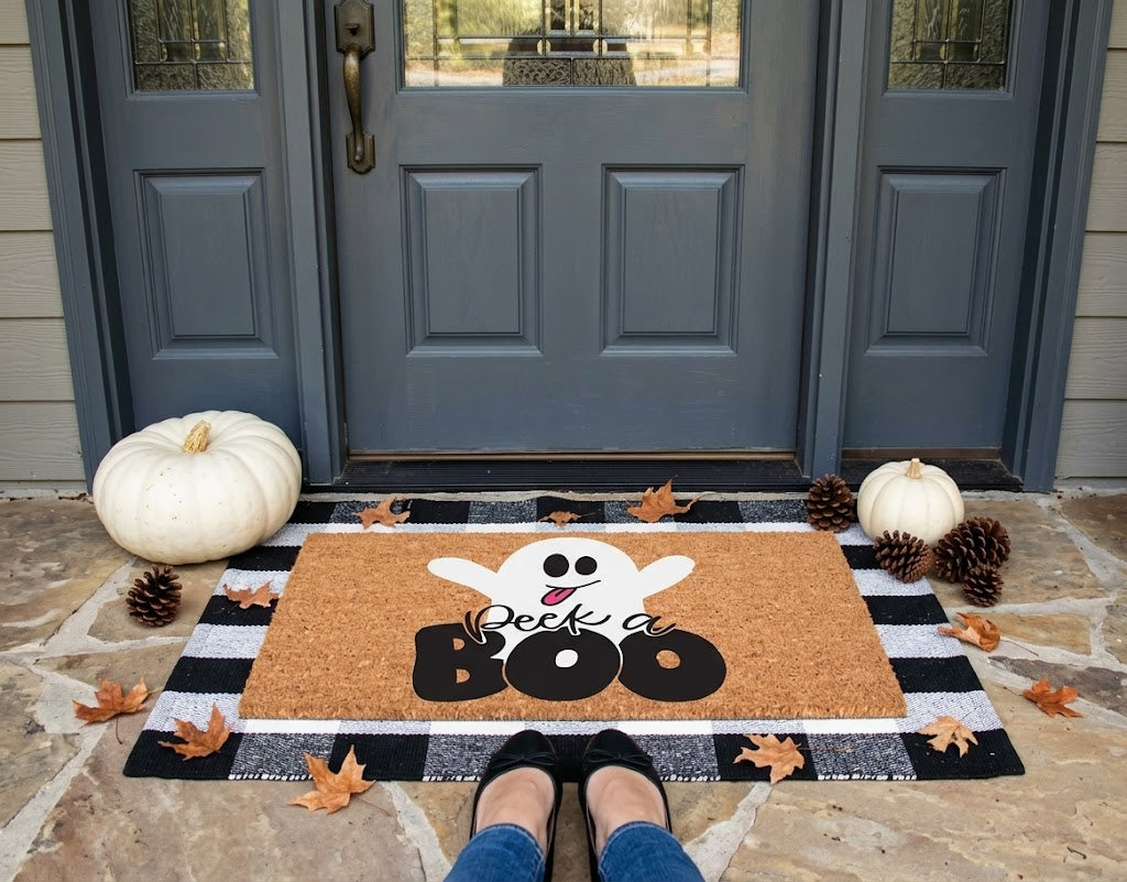 Peek A Boo Ghost Halloween for Halloween Porch Decor | Fall Entryway Decor | Halloween Rug. DMPETAL13