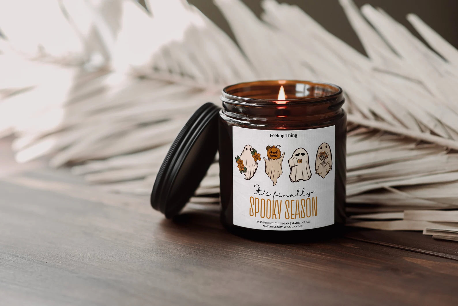 Spooky season candle, Fall Candle, Amber Pumpkin Candles, Halloween Candle, Pumpkin Lover, Gift For Mom, Scented Candle, Halloween Decor. SCPETAL2