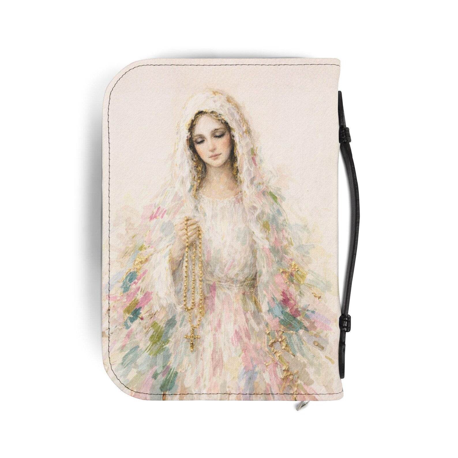 Mary Portrait Bible Cover | Illustrated Mary Art, Religious Scripture Protector. BCPETAL17