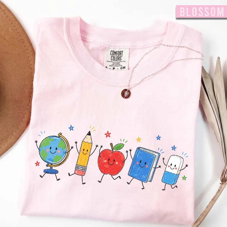 Back To School Shirt, Cute School Supplies Shirt, Teacher Student Shirt, Doodle Classroom Shirt, First Day Of School Gift, Happy School Tee. SPETAL16
