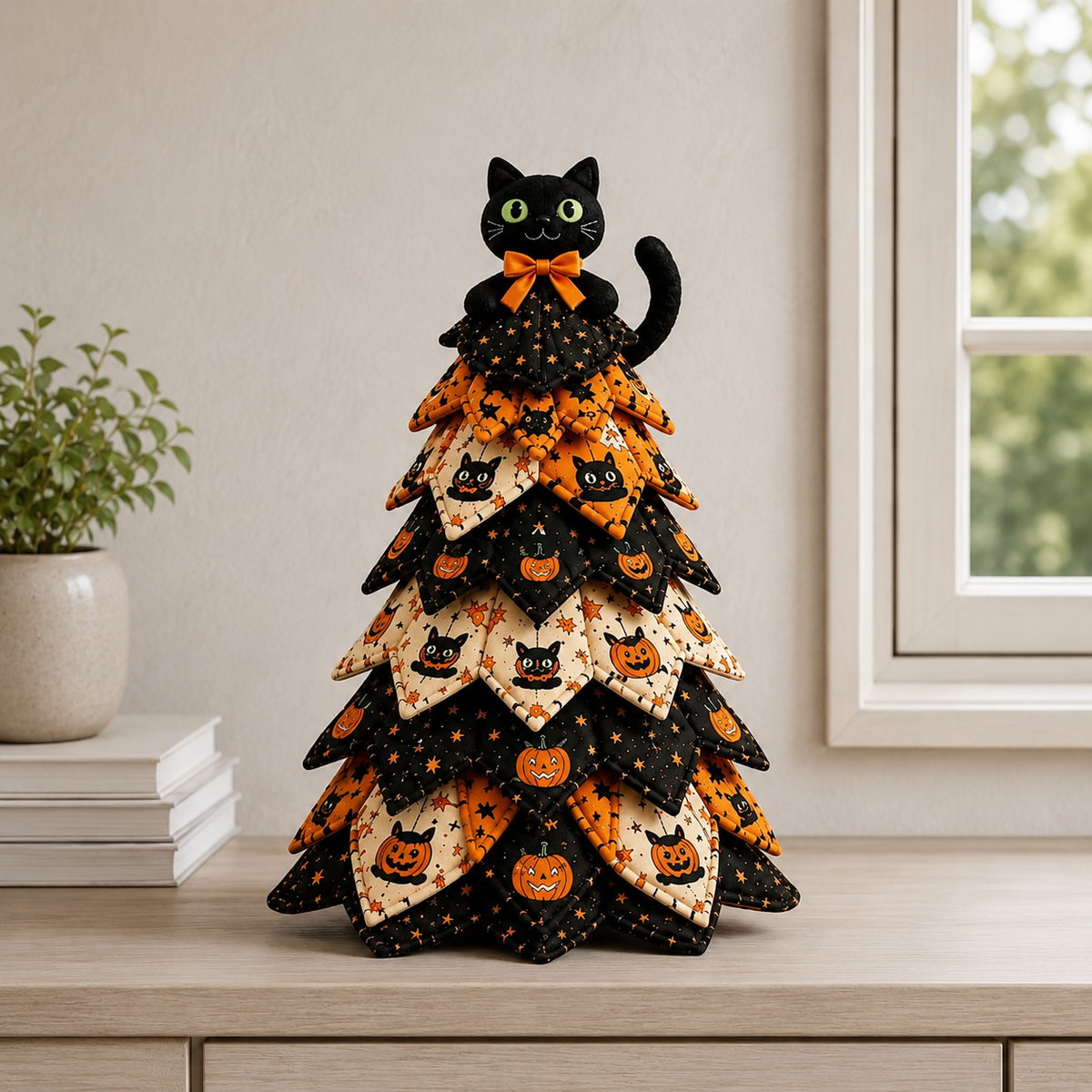 Patchwork Tree Quilt Kit - DIY Tabletop Craft, Seasonal Home Decor, Halloween Christmas Autumn QCTPETAL04