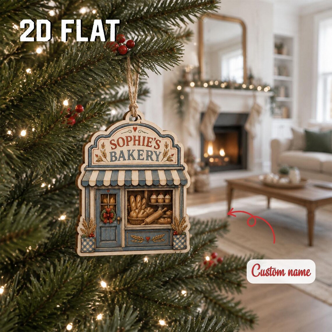 Personalized Bakery Christmas Ornament, Custom Business Name Wooden Keepsake, Baker Gift, Small Shop Owner Holiday Decor 2026	COPETAL48
