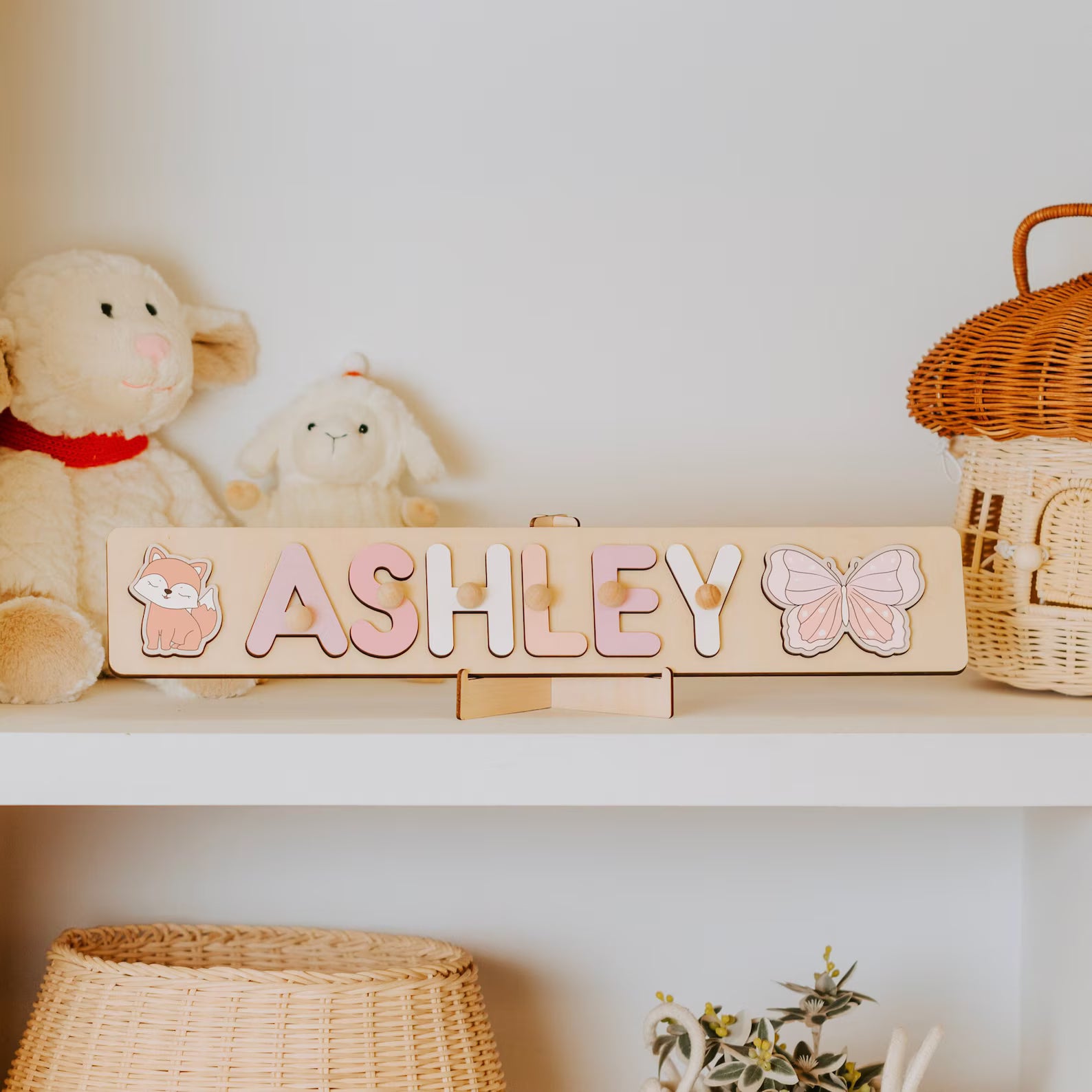 Personalized Name Puzzle With Pegs, New Christmas Gifts for Kids, Wooden Toys, Baby Shower, First Birthday 1st Gifts, Wood Name Puzzle. NPPETAL9